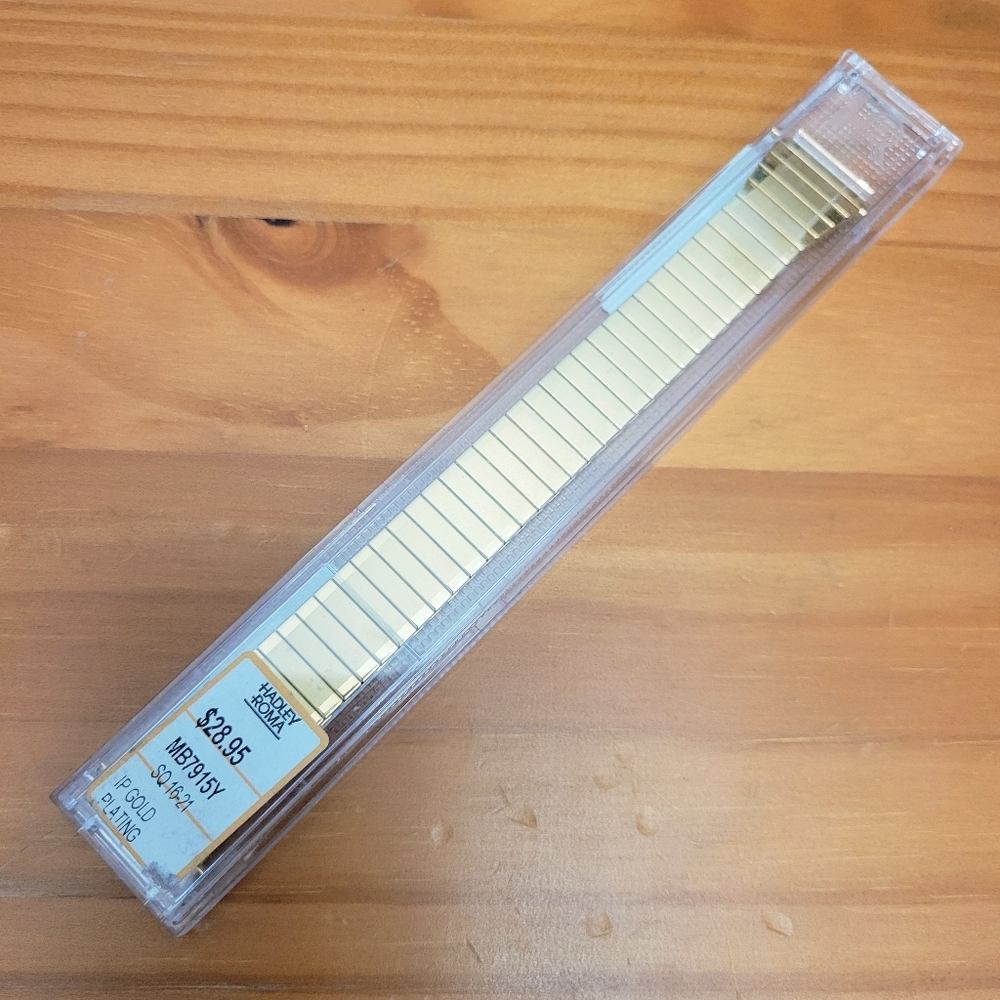 Hadley Roma Men's Gold IP Metal Watch Band Size 16-22mm Adjuatable  Replacement